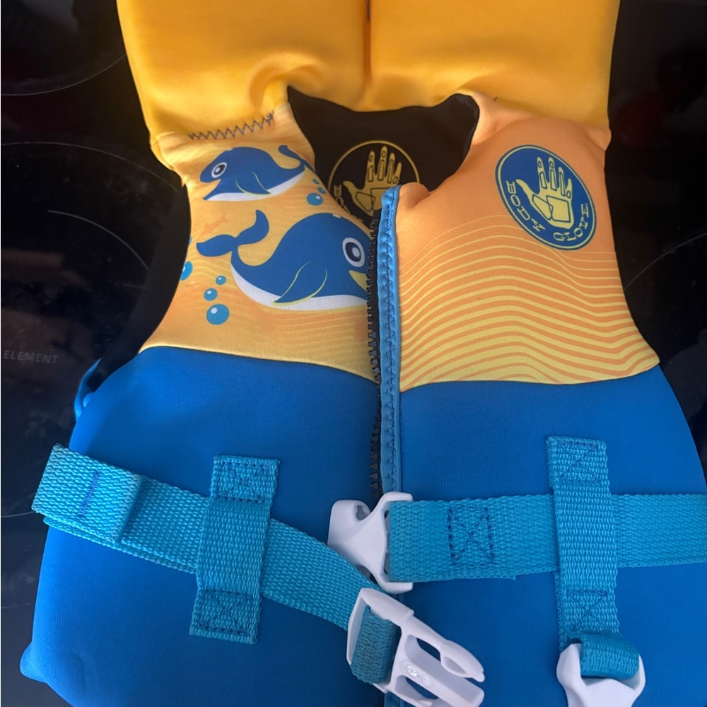 Children's Yellow & Blue life vest  Safety Vest with Whale Design